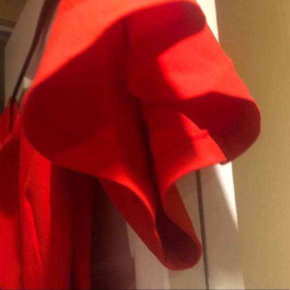Zara Midi Red Dress with Flutter Sleeves - Picture 6 of 9